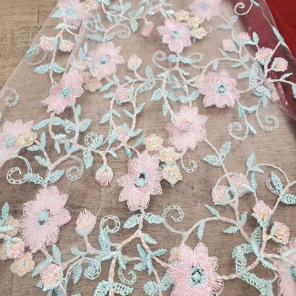 Y2K Fairy Babydoll Maxi Slip Dress M Embroidered Sheer Mesh Dainty Coquette - Picture 8 of 13